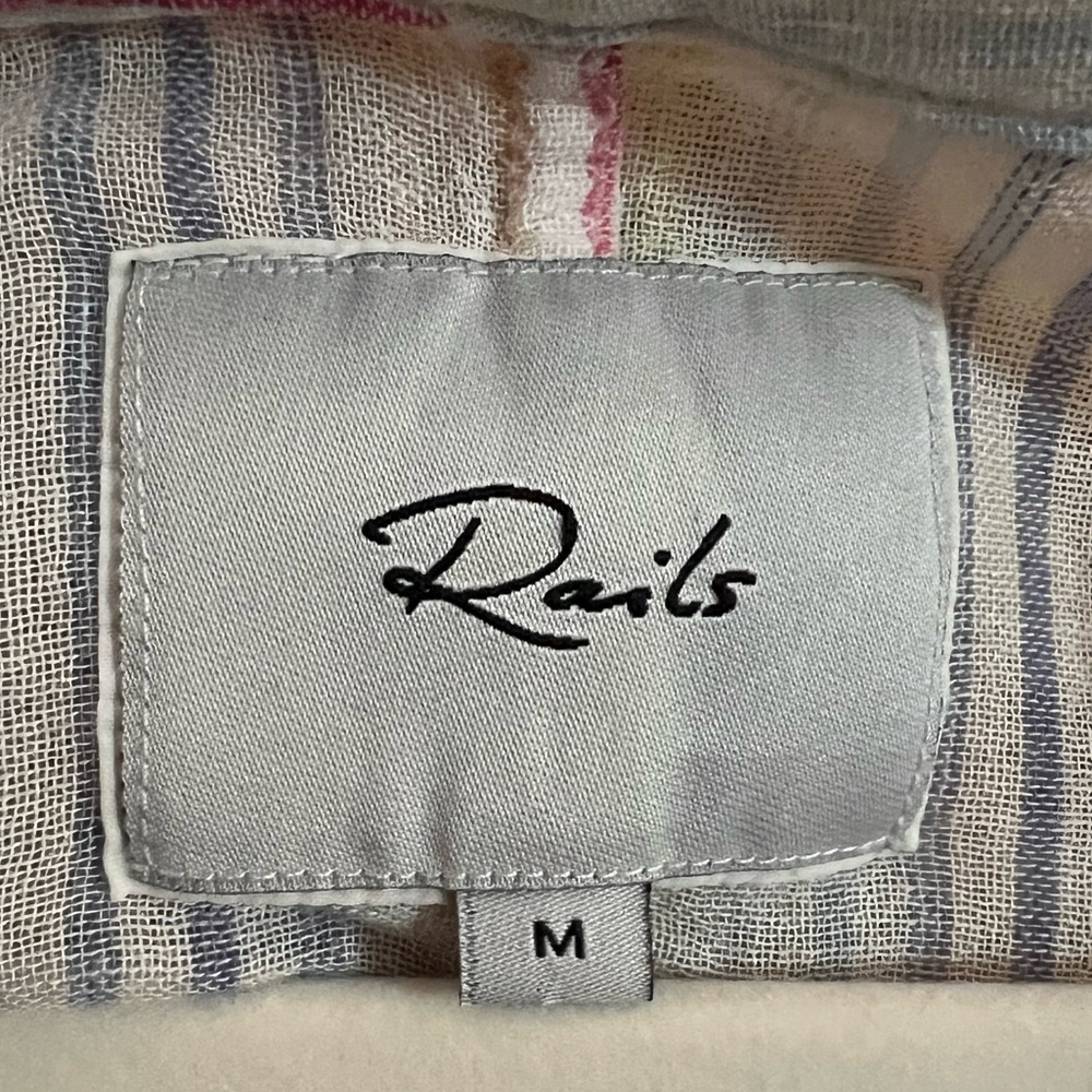 RAILS Thea Isla Striped Tie Front Shirt Size Medium Cream/pink/blue EUC| - Picture 6 of 7